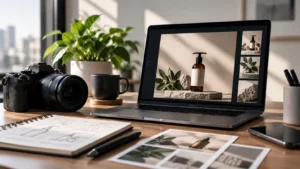 Espacio de trabajo para producción visual con IA aplicada a imágenes de marca