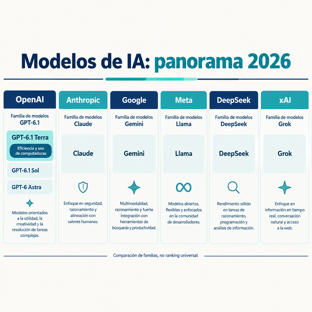 Comparativa de modelos de inteligencia artificial: OpenAI, Anthropic, Google, Meta, DeepSeek y xAI